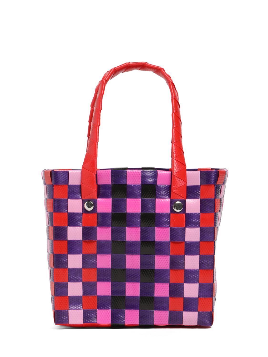 MARNI JUNIOR Color Block Woven Basket Bag W/ Logo - Tote