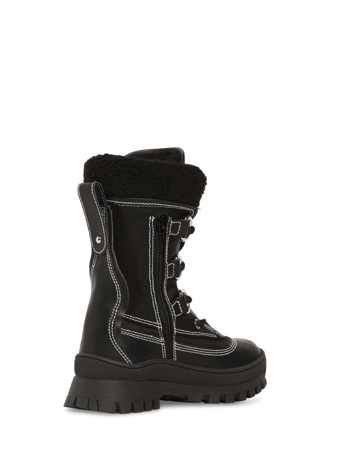 Dsquared2 Leather & Tech Snow Boots In Black