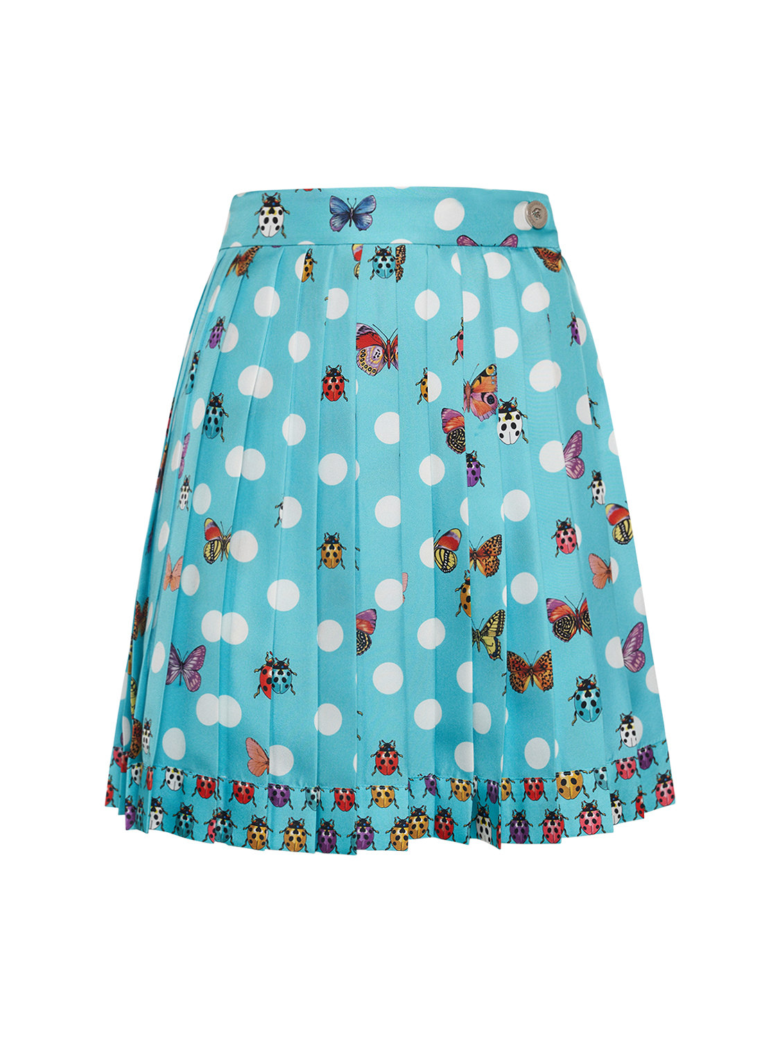 Print Silk Twill Pleated Mini Skirt