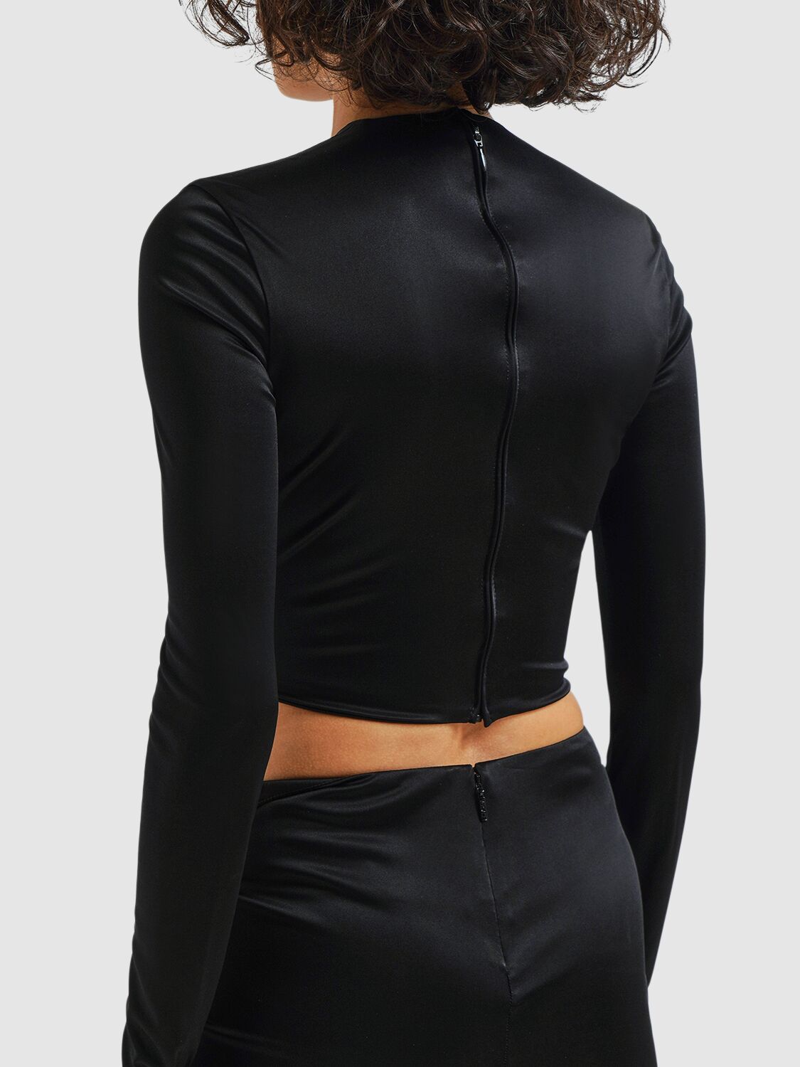 Versace Dua Lipa Jersey Crop Top W/ Twist In Black