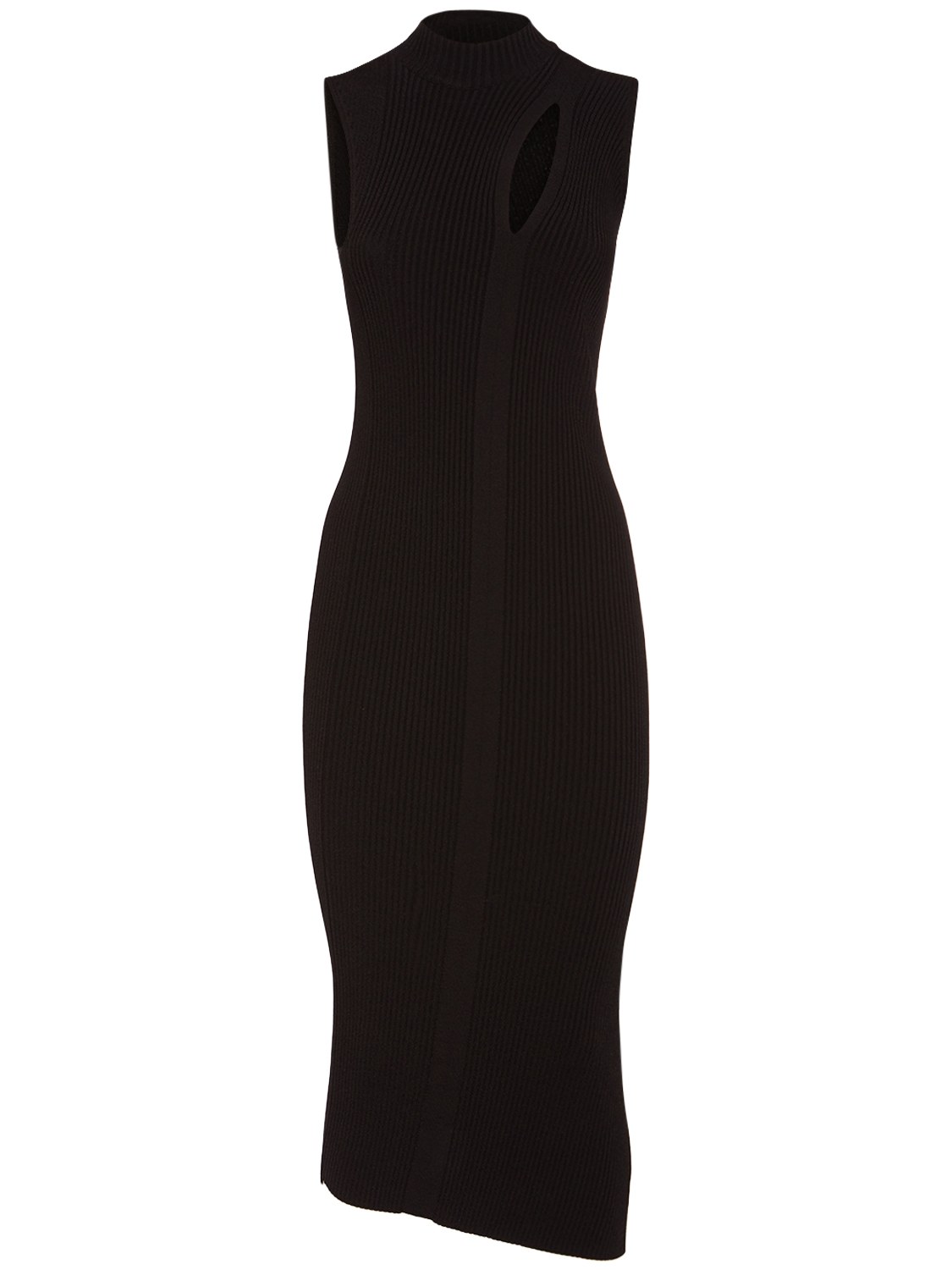 Sleeveless Rib Knit Cutout Midi Dress
