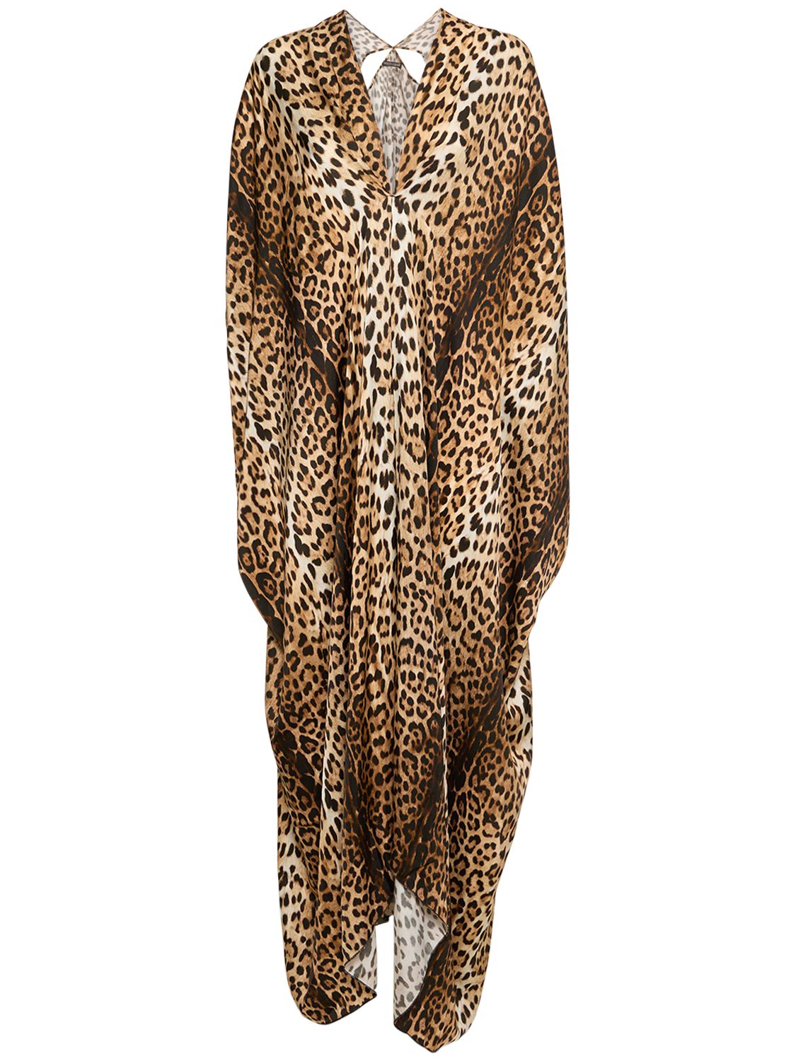 Jaguar Print Satin Kaftan Dress