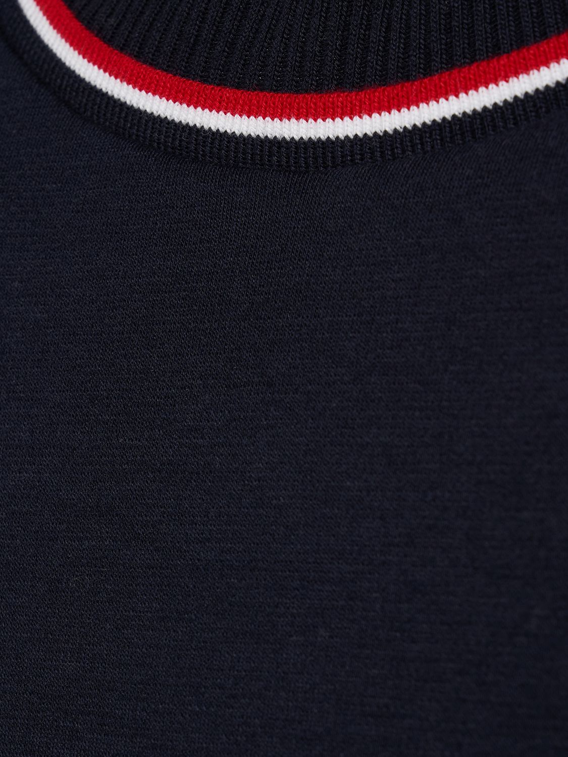 THOM BROWNE COTTON CREWNECK T-SHIRT W/RIBBED TRIM 