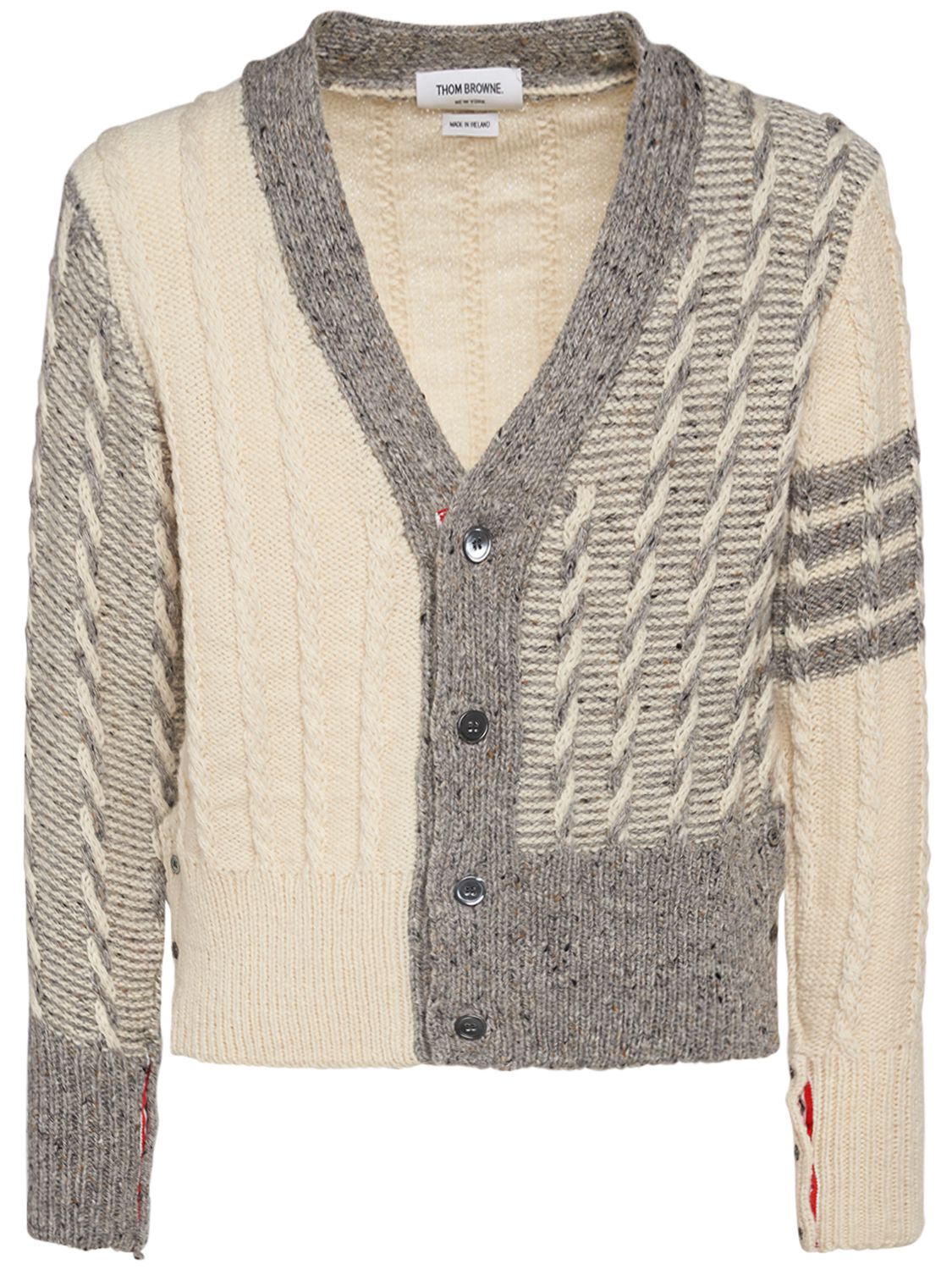 Cardigan En Maille Torsadée De Laine Fun Mix - THOM BROWNE - Modalova