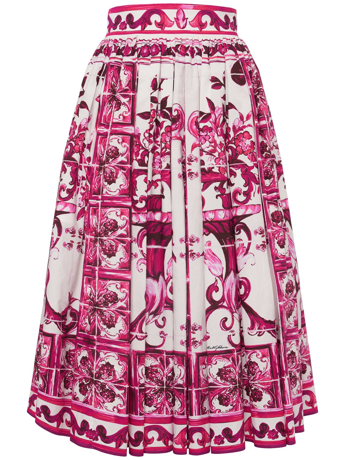 Jupe Midi En Popeline De Coton Maiolica - DOLCE & GABBANA - Modalova