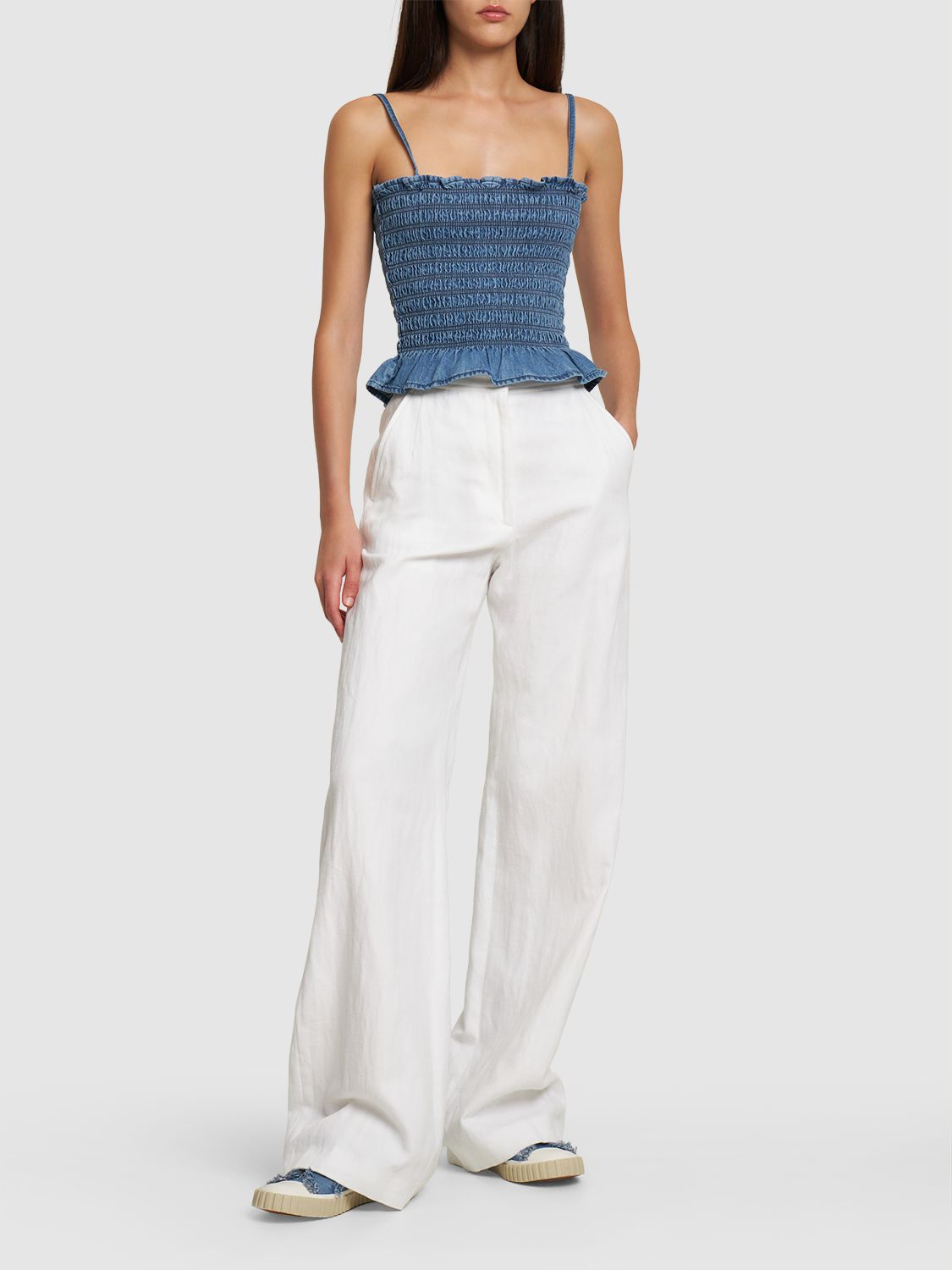 Daline Cotton Denim Crop Top