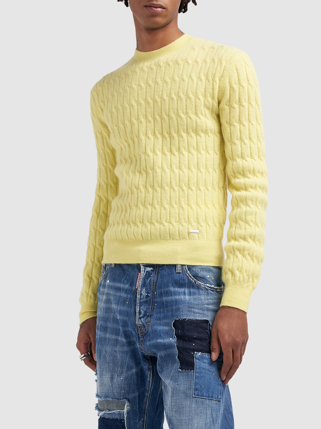 Cable Knit Mohair Blend Sweater