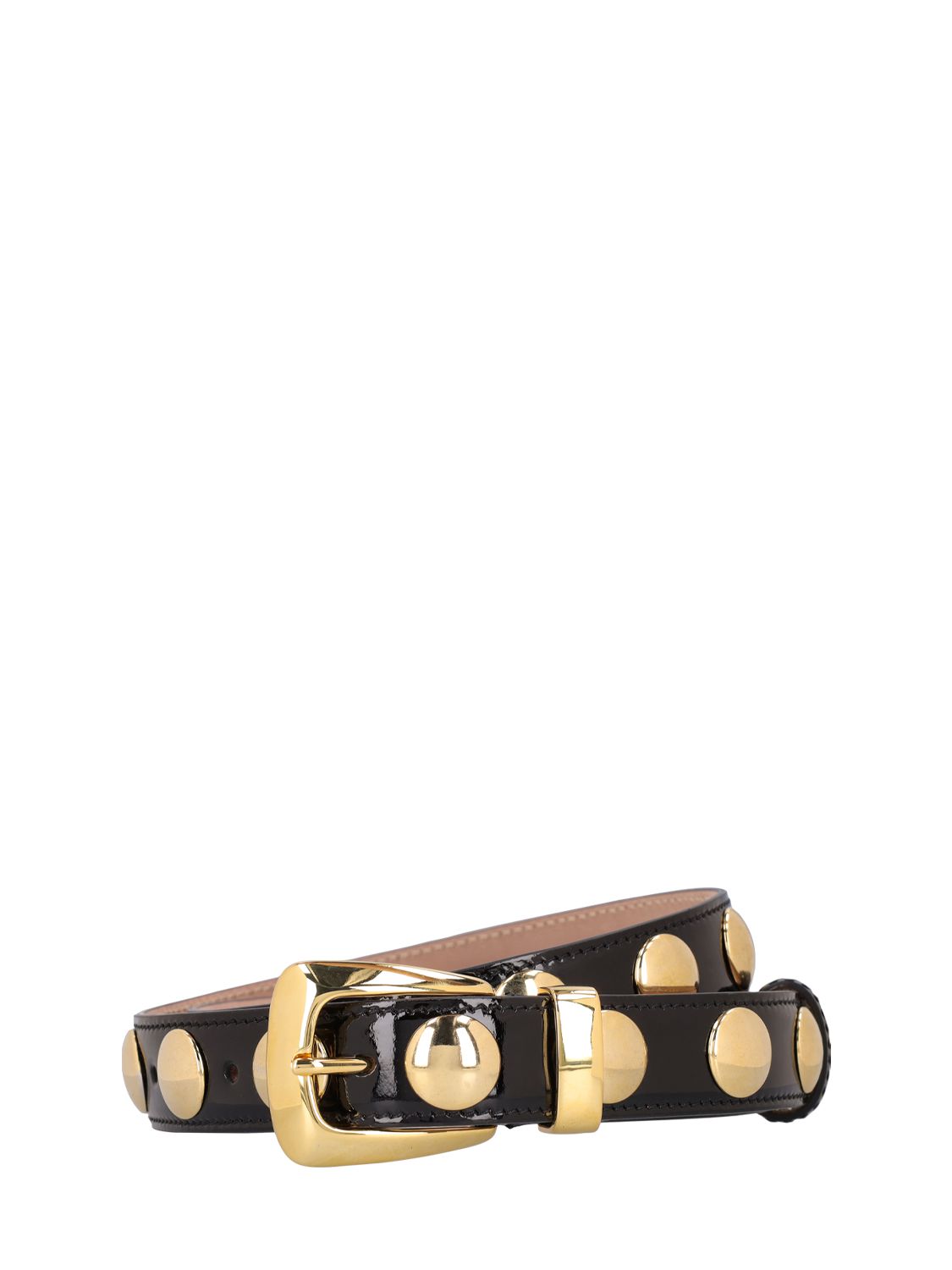 Shop Khaite 3cm Benny Patent Leather & Studs Belt In Black