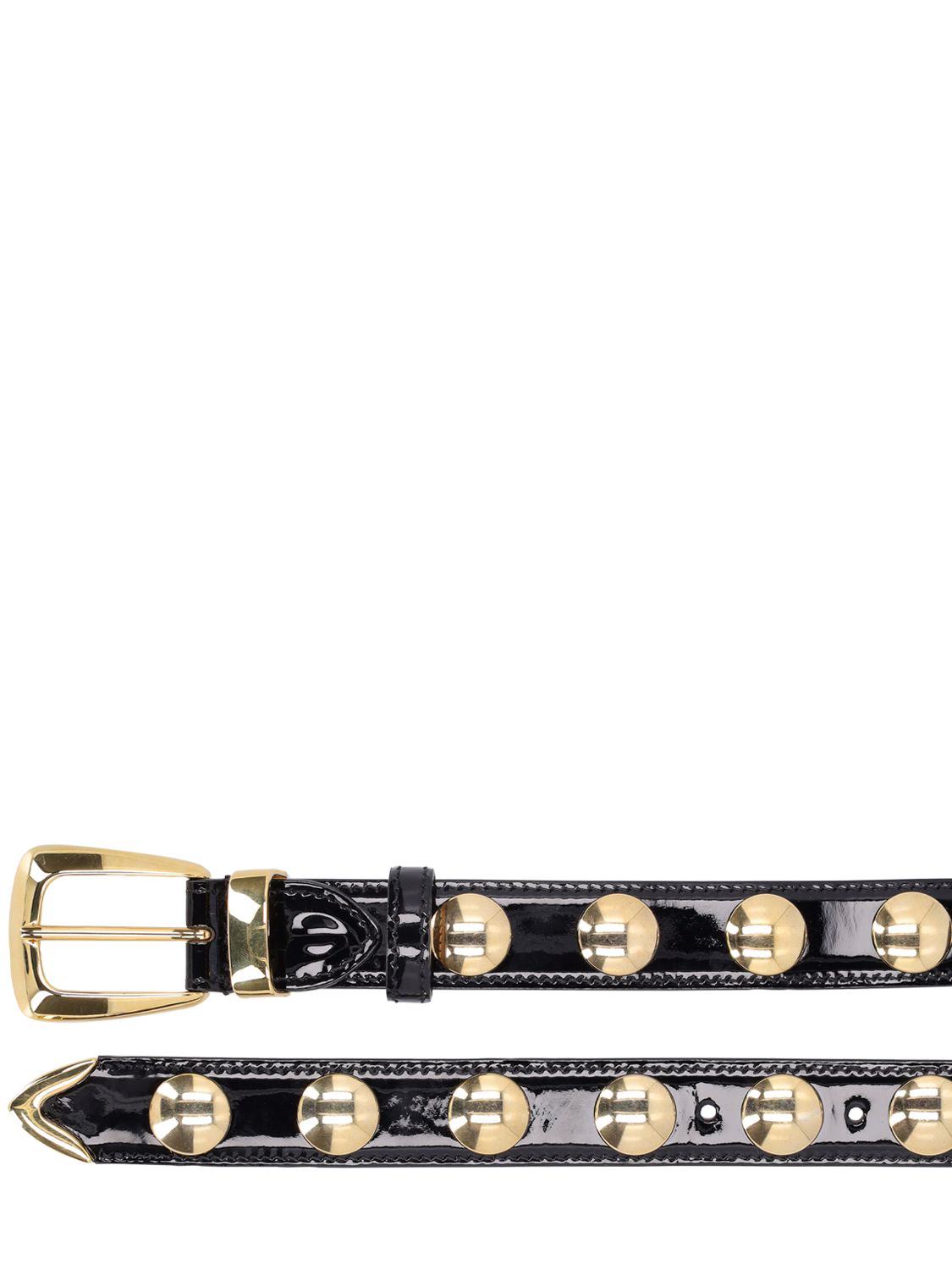 Shop Khaite 3cm Benny Patent Leather & Studs Belt In Black