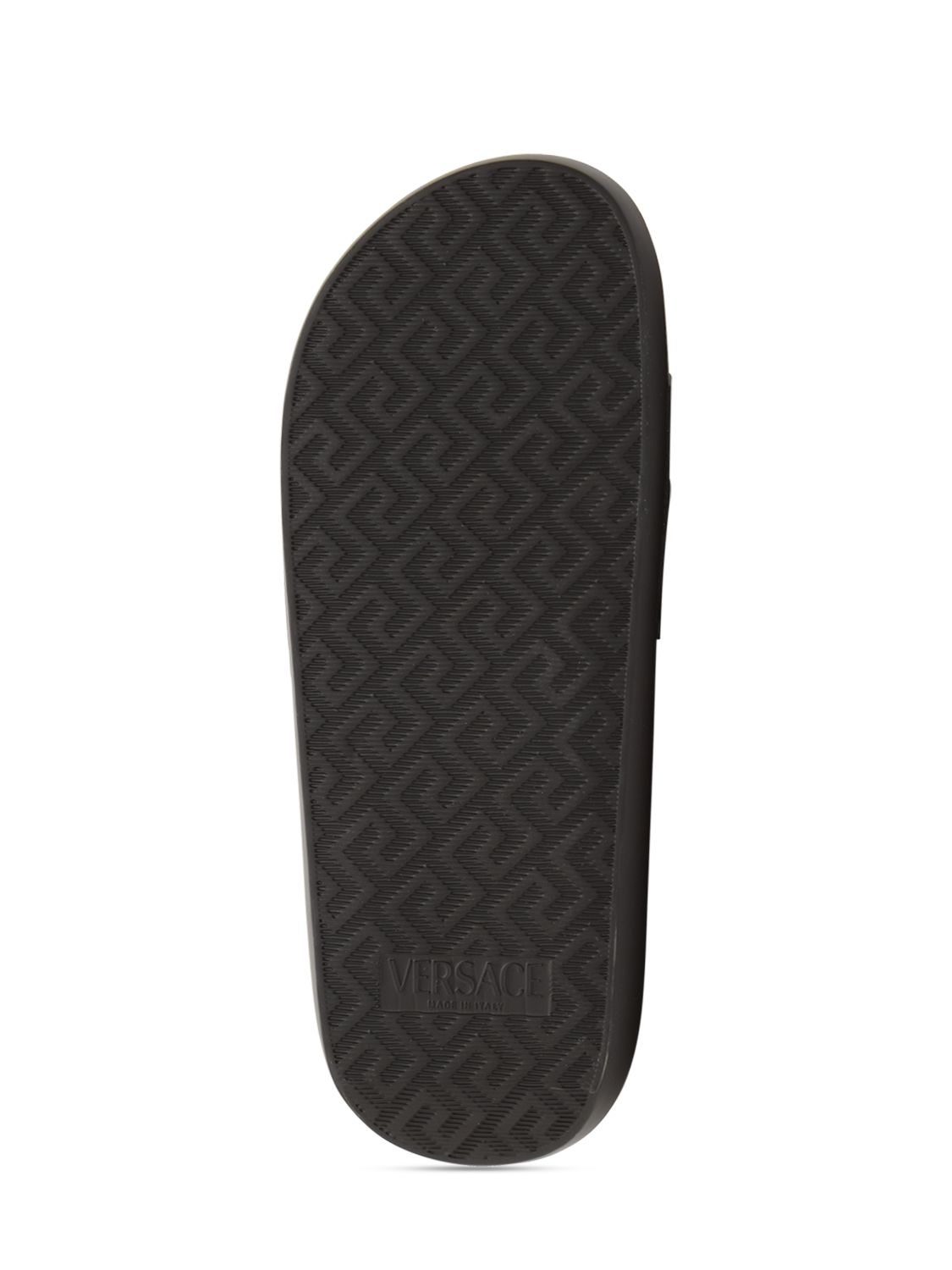 Shop Versace Medusa Leather Slides In Black