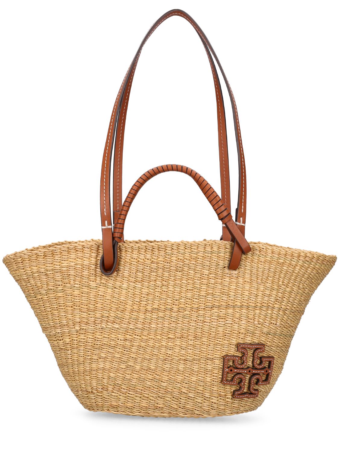 Tory burch ella striped straw online tote