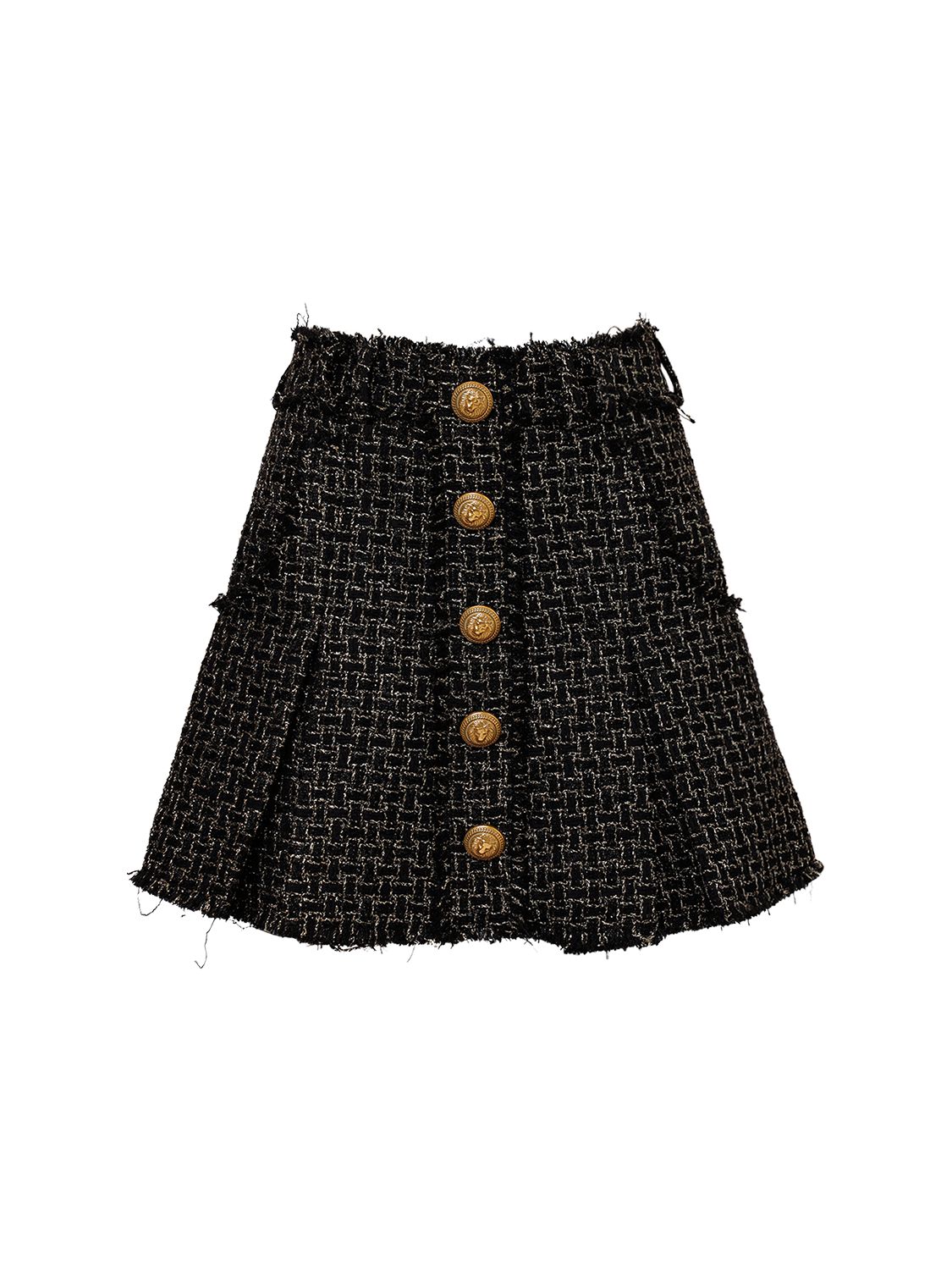 Pleated Lurex Tweed Mini Skirt