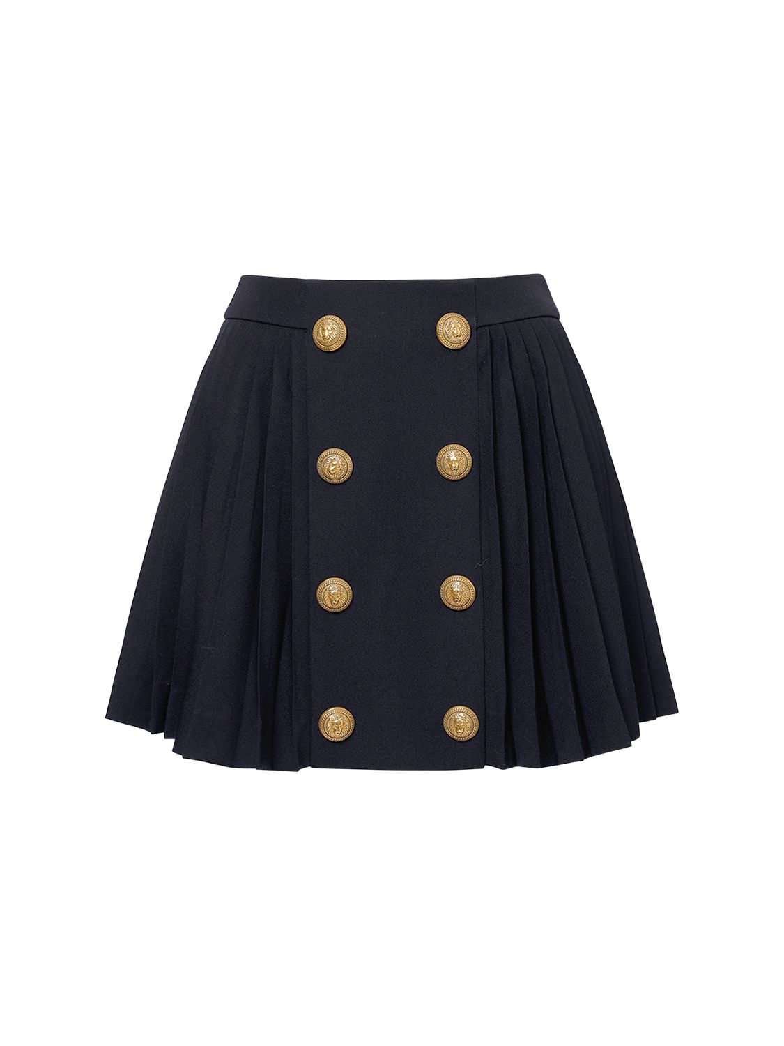 Pleated Wool Crepe Mini Skirt