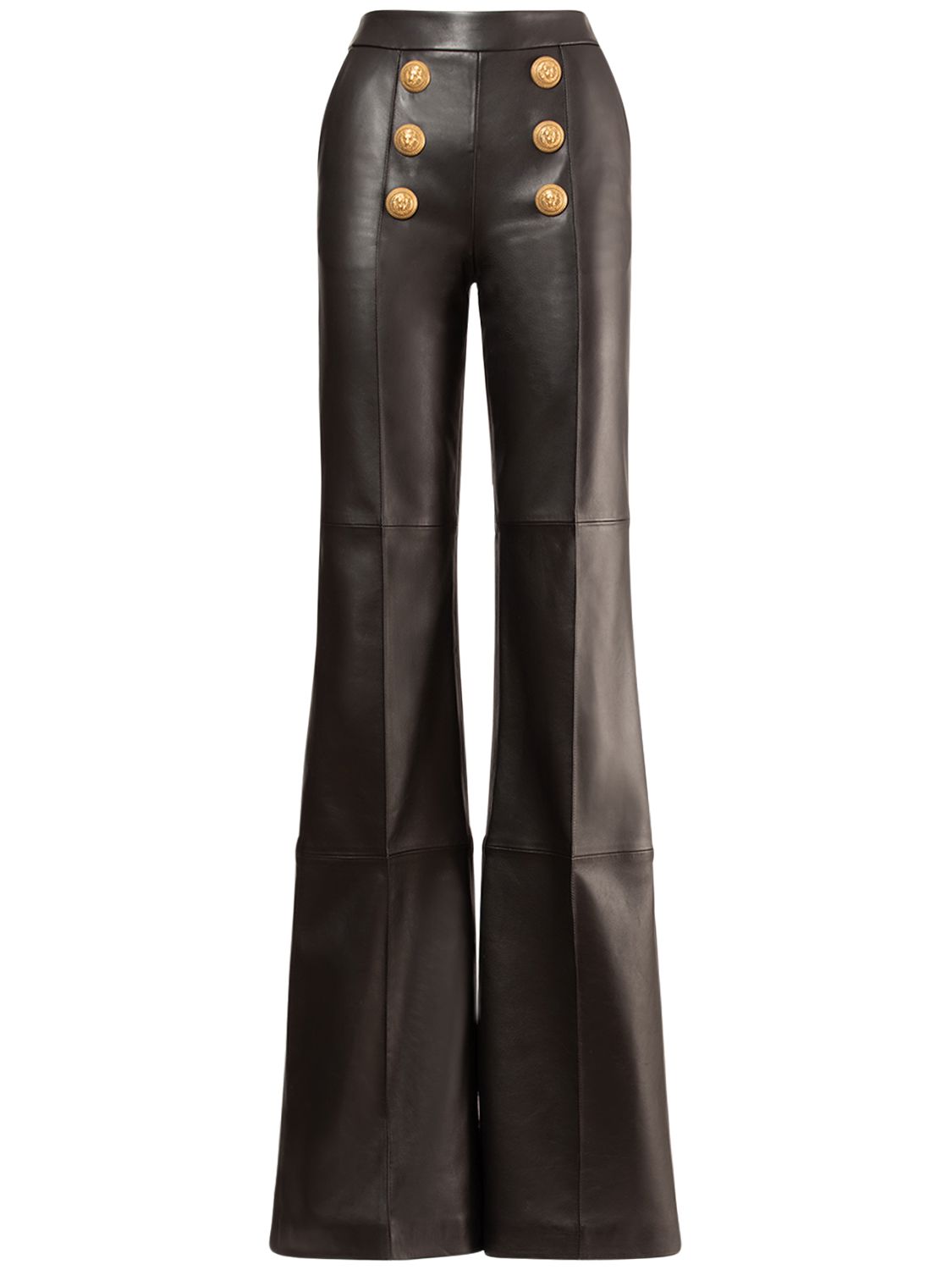 Flared High Rise Leather Pants