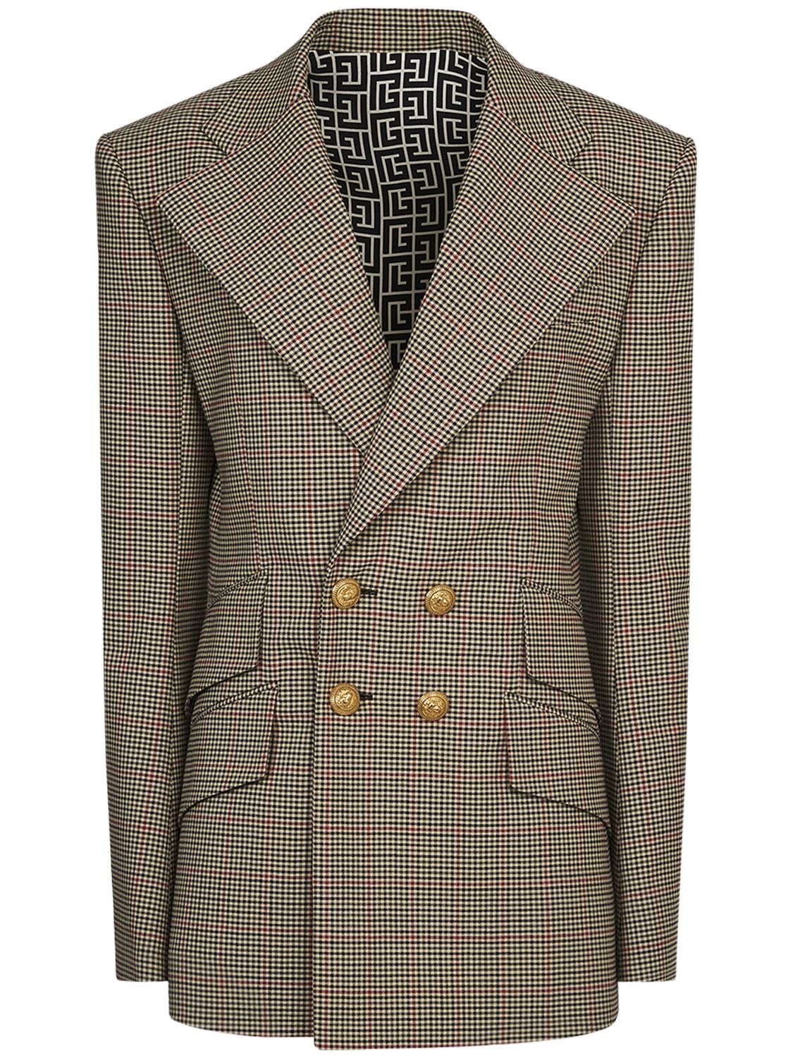 70's Checked Wool Double Breast Blazer