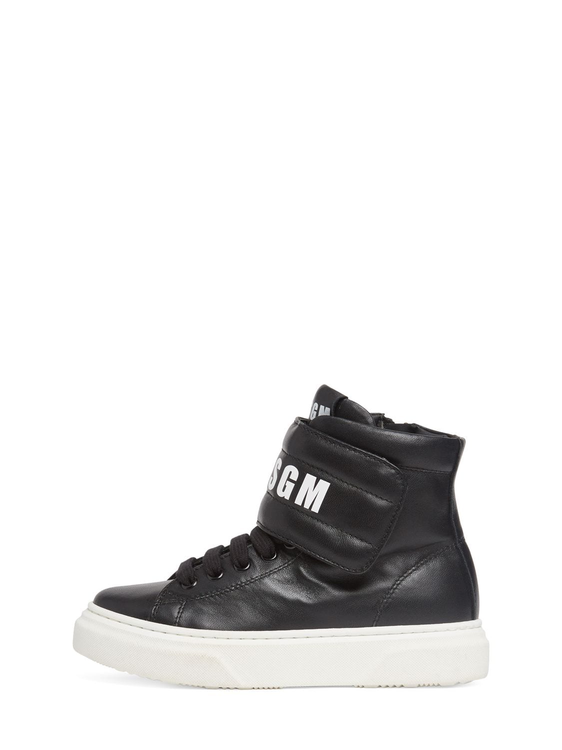 Leather High Sneakers W/ Printed Logos
