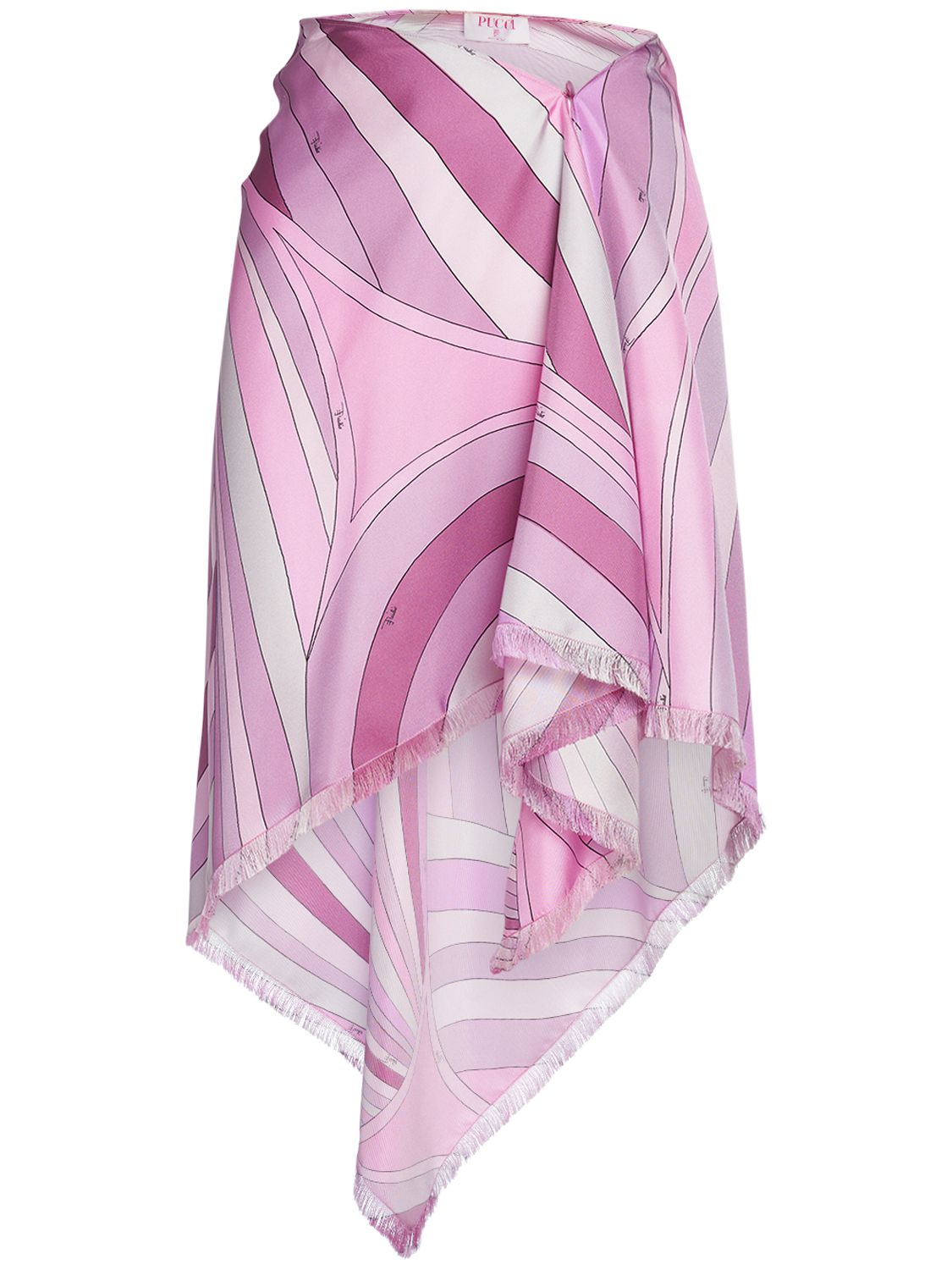 Printed Silk Front Wrap Mini Skirt