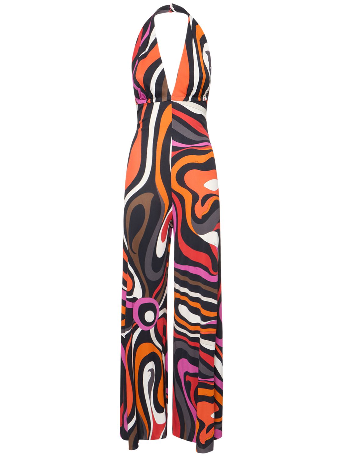 Marmo Printed Jersey Halter Jumpsuit