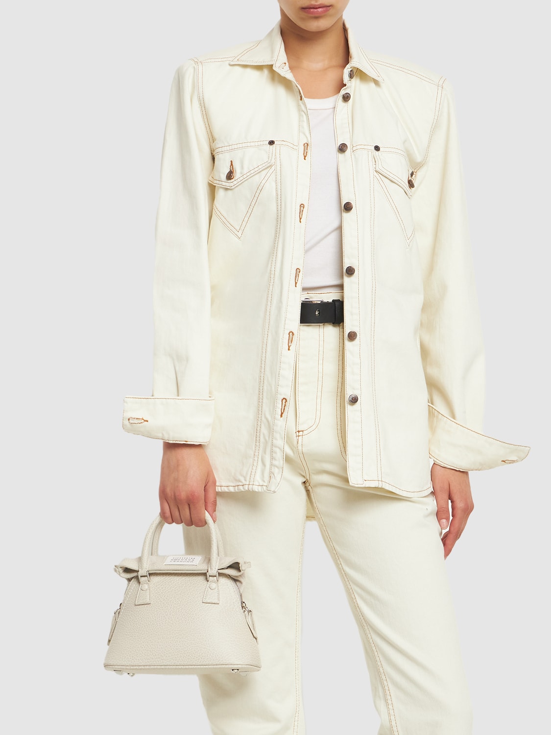 5ac Micro Grained Leather Top Handle Bag