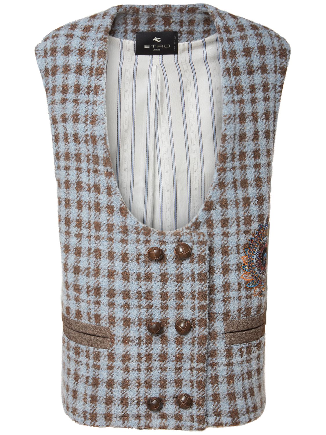 Madras Checked Wool Blend Vest