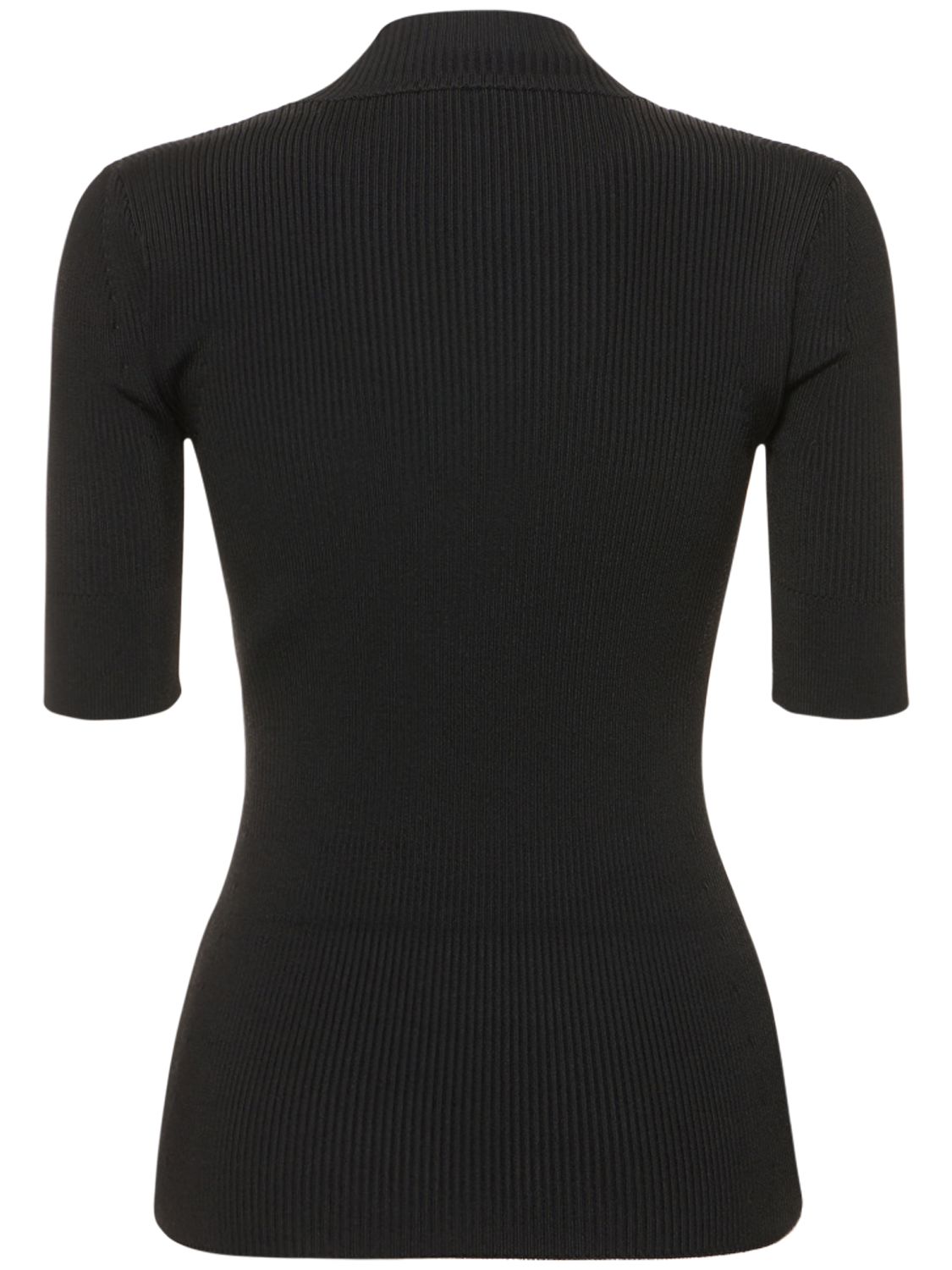 Stella Mccartney Compact Rib Knit Technical Top In Black