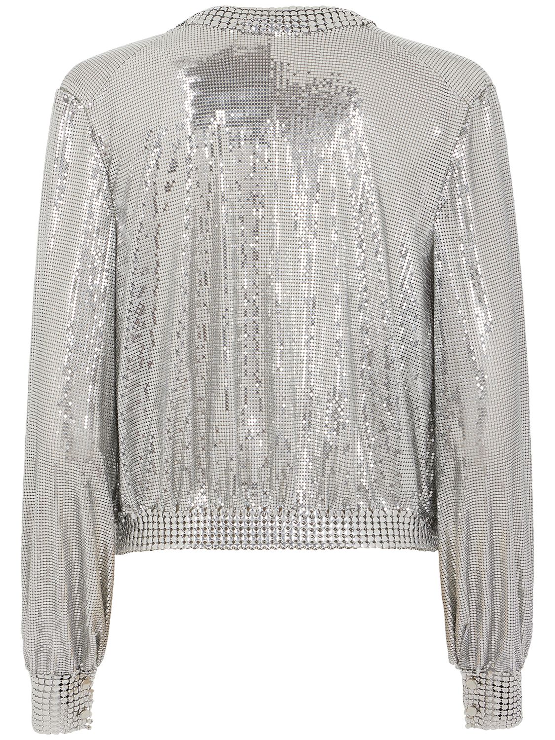 Shop Rabanne Collarless Mesh Jacket In Silver