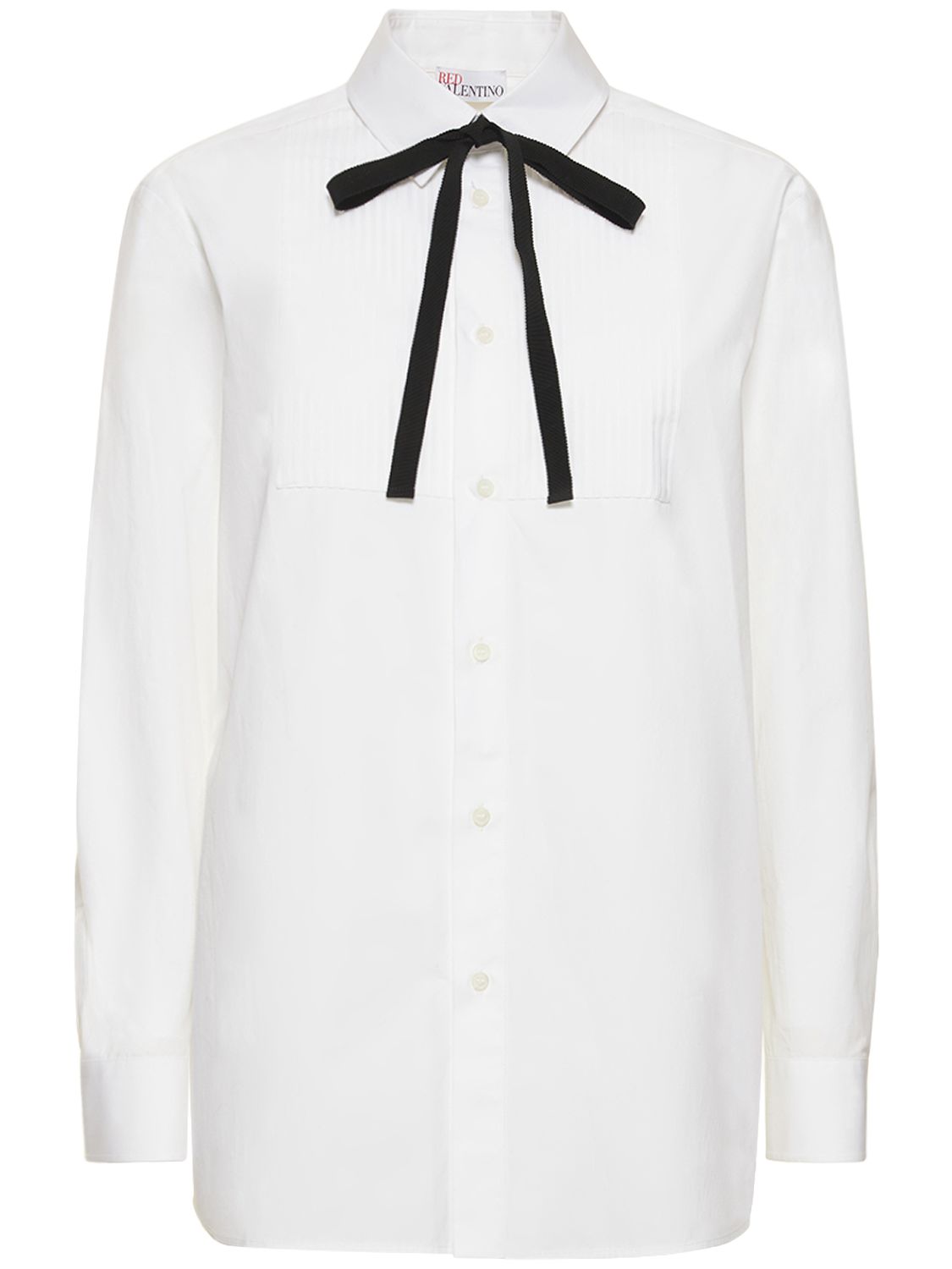 Chemise En Popeline De Coton Avec Nœud Sur Le Col - RED VALENTINO - Modalova