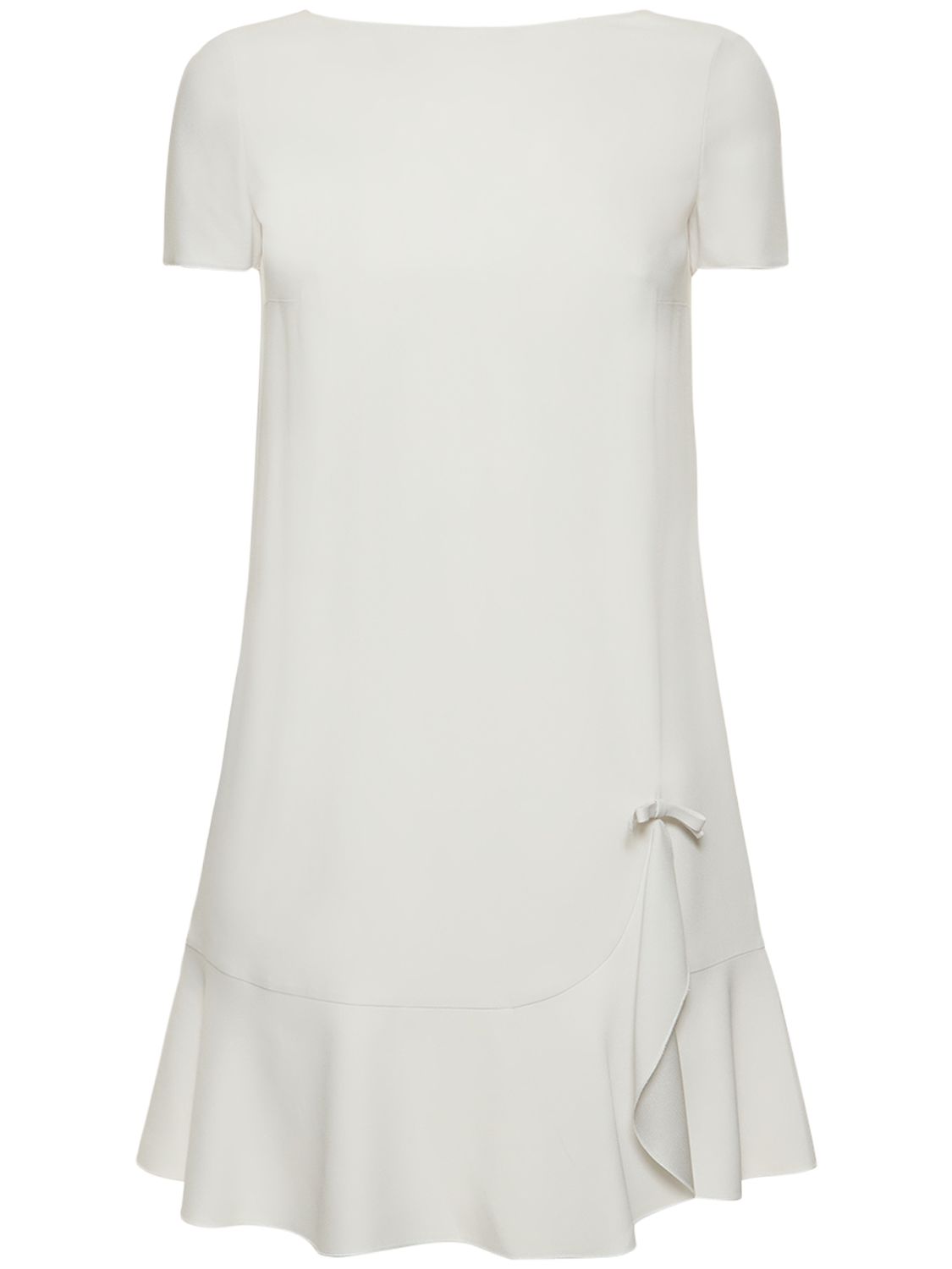 Robe Courte En Crêpe De Satin À Manches Courtes - RED VALENTINO - Modalova