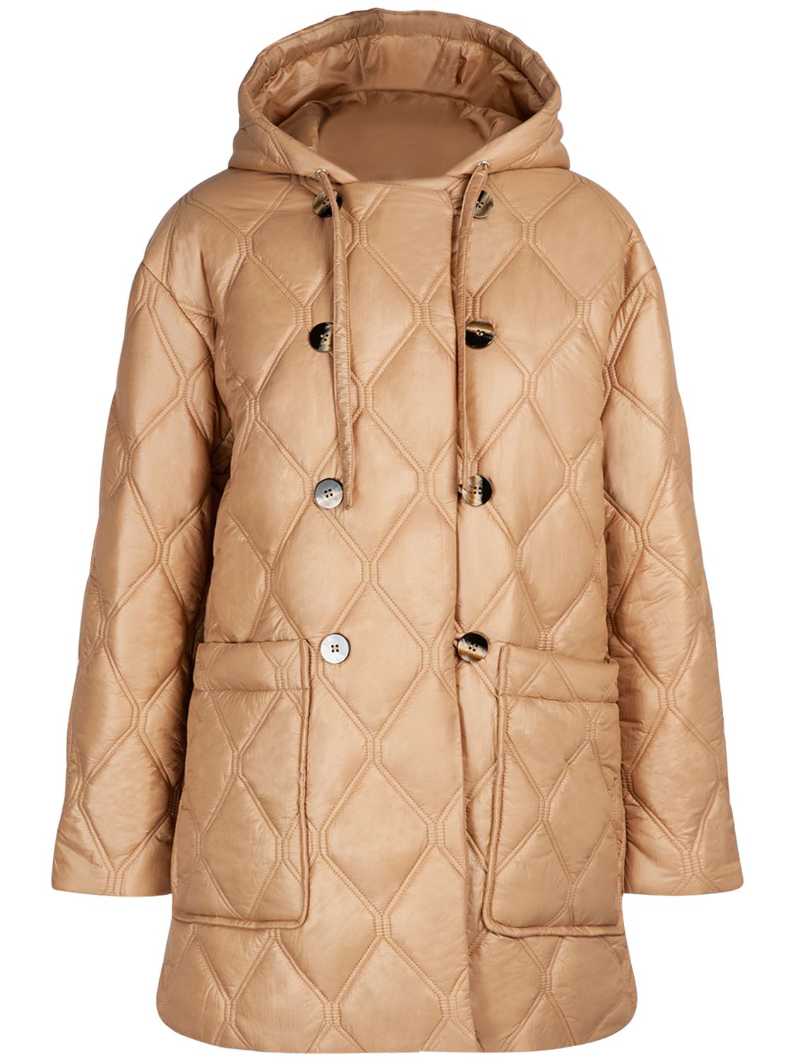 Shiny Quilted Hooded Jacket