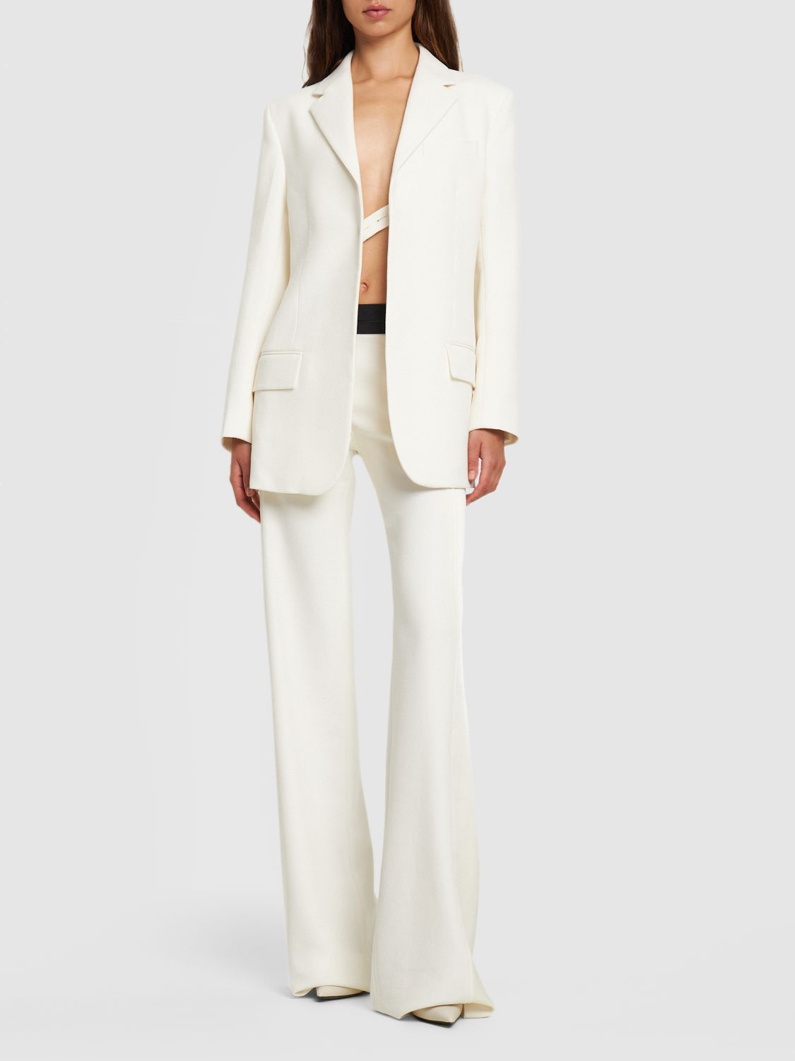 Victoria Beckham Lvr Exclusive Open Back Crepe Jacket In Ivory