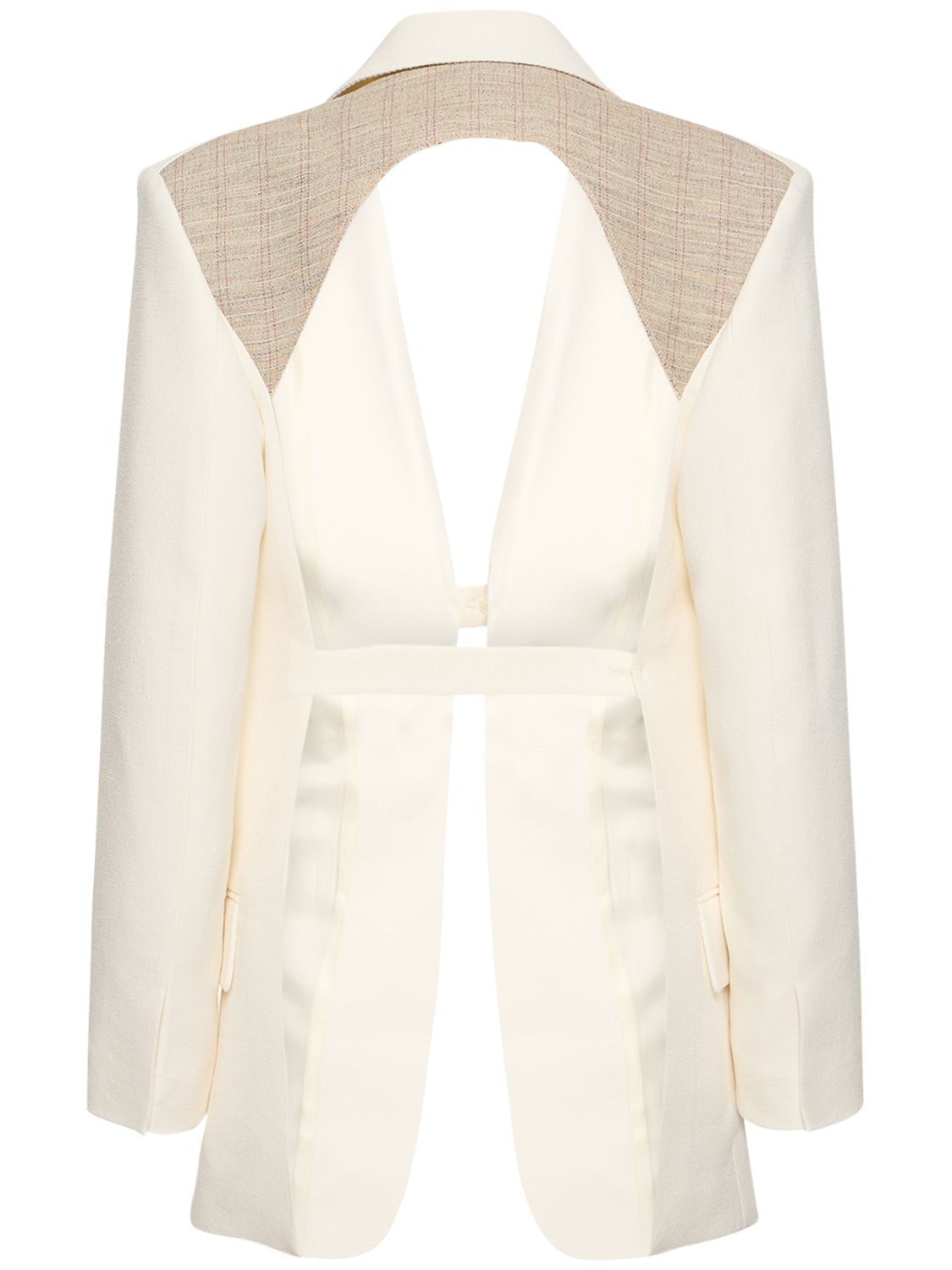 Victoria Beckham Lvr Exclusive Open Back Crepe Jacket In Ivory