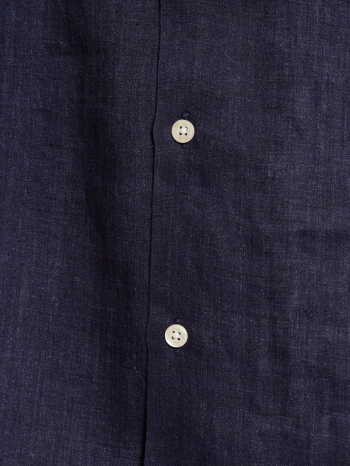 Shop Frescobol Carioca Angelo Linen Bowling Shirt In Midnight Blue