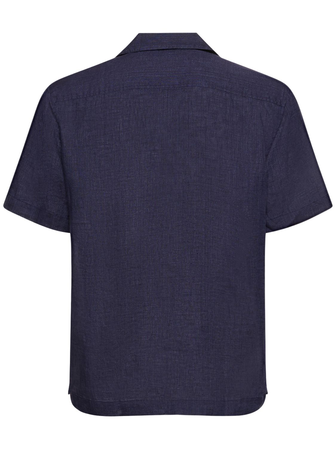 Shop Frescobol Carioca Angelo Linen Bowling Shirt In Midnight Blue