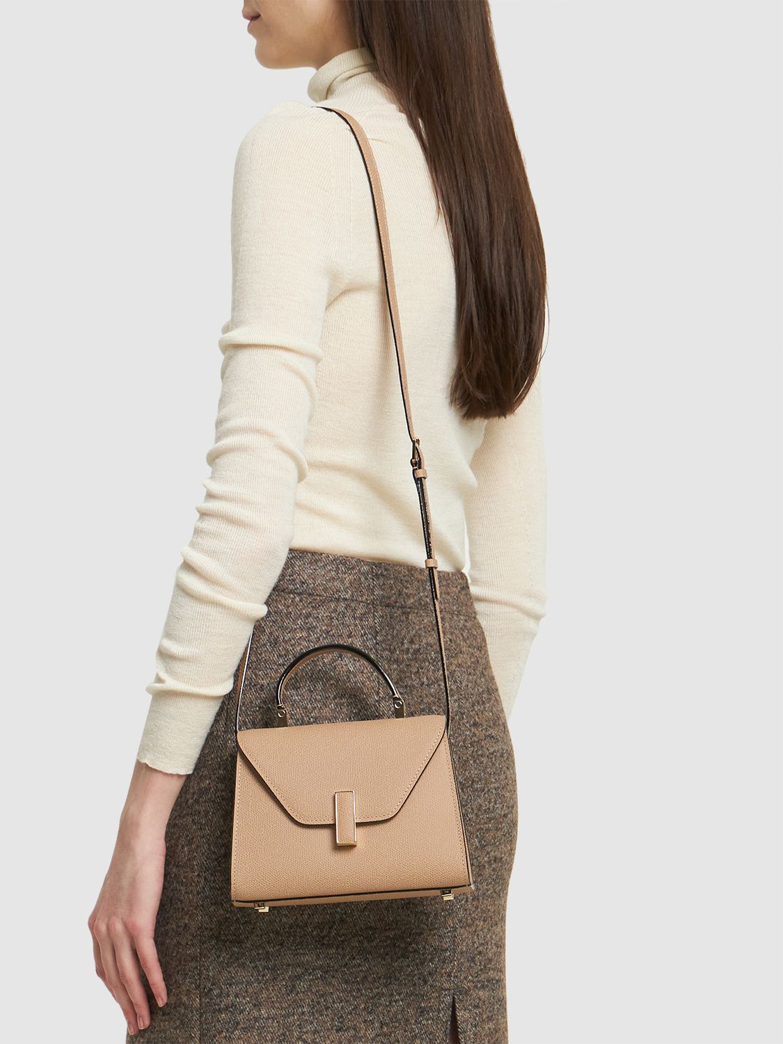 Micro Iside Grain Leather Top Handle Bag
