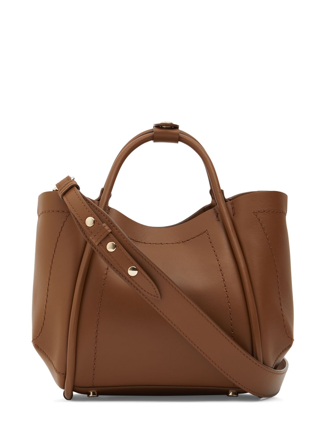 Shop Max Mara Xs Marin Leather Top Handle Bag In Vicuna