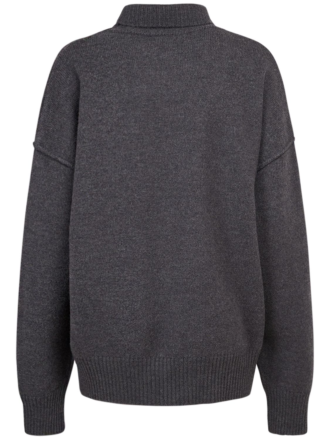 Shop Ami Alexandre Mattiussi Red Ami De Coeur Wool Turtleneck Sweater In Grey