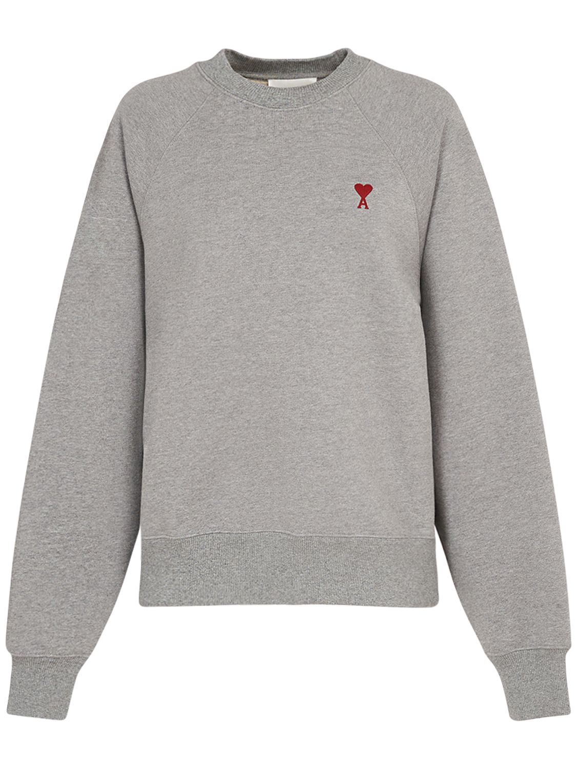 Shop Ami Alexandre Mattiussi Ami De Coeur Cotton Jersey Sweatshirt In Grey