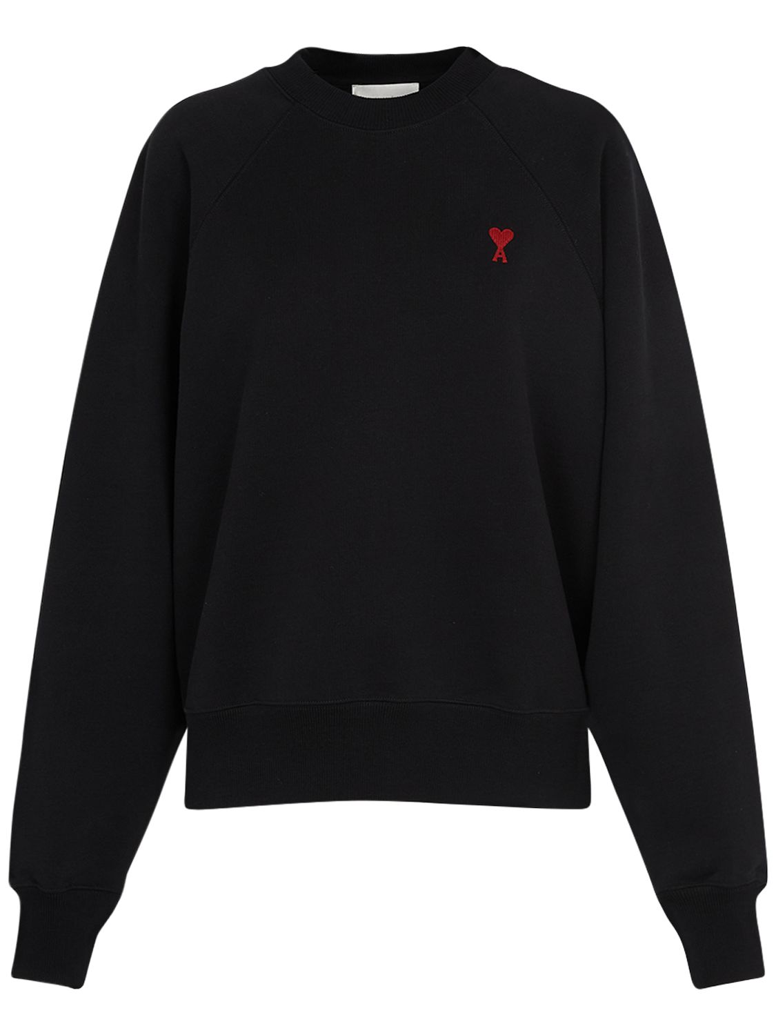 Ami Alexandre Mattiussi Ami De Coeur Cotton Jersey Sweatshirt In Black