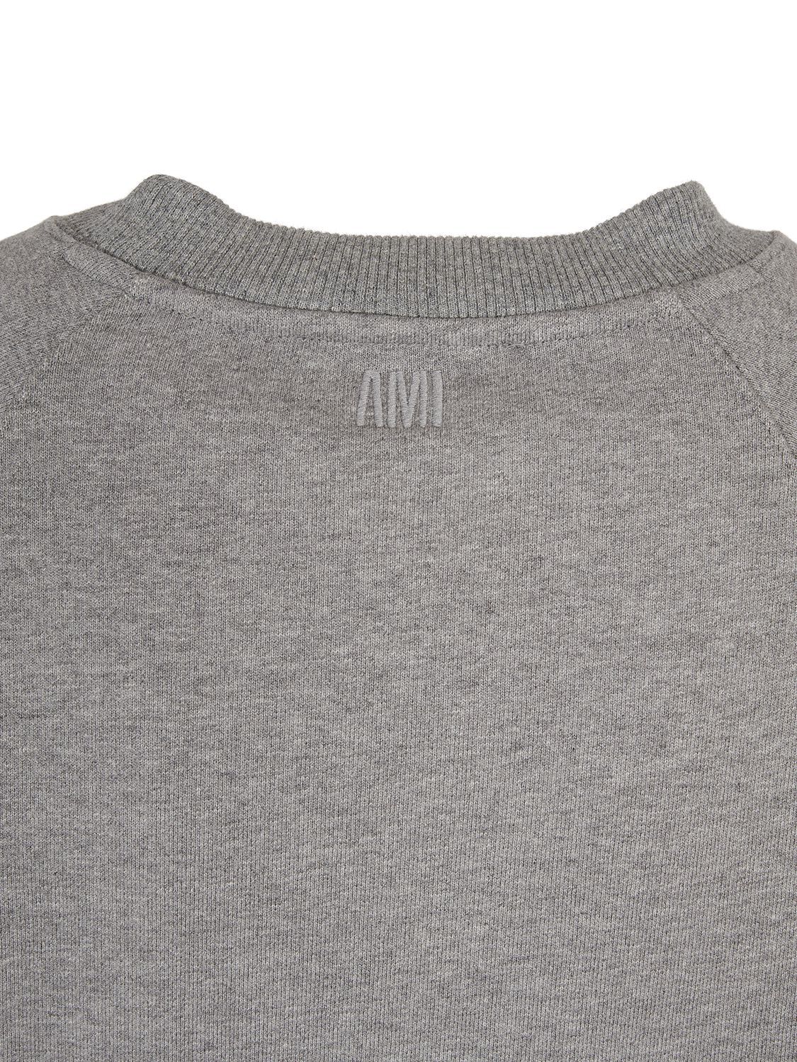 Shop Ami Alexandre Mattiussi Ami De Coeur Cotton Jersey Sweatshirt In Grey