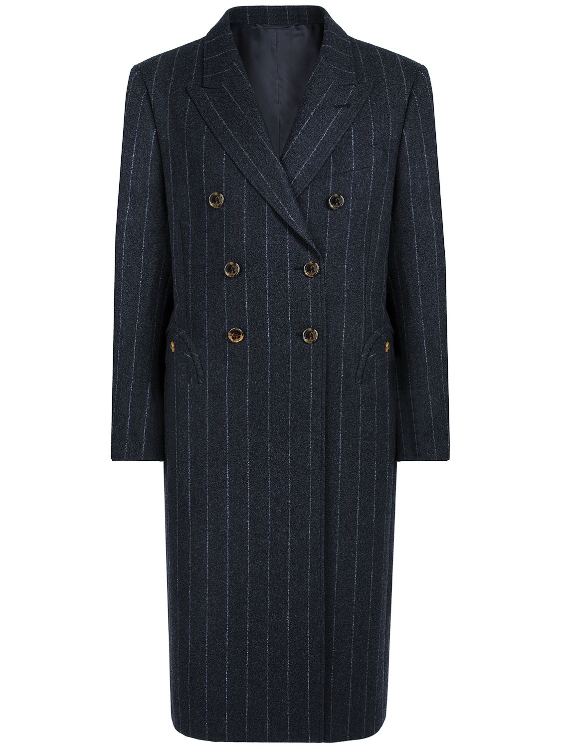 Ferien Pinstriped Wool & Cashmere Coat