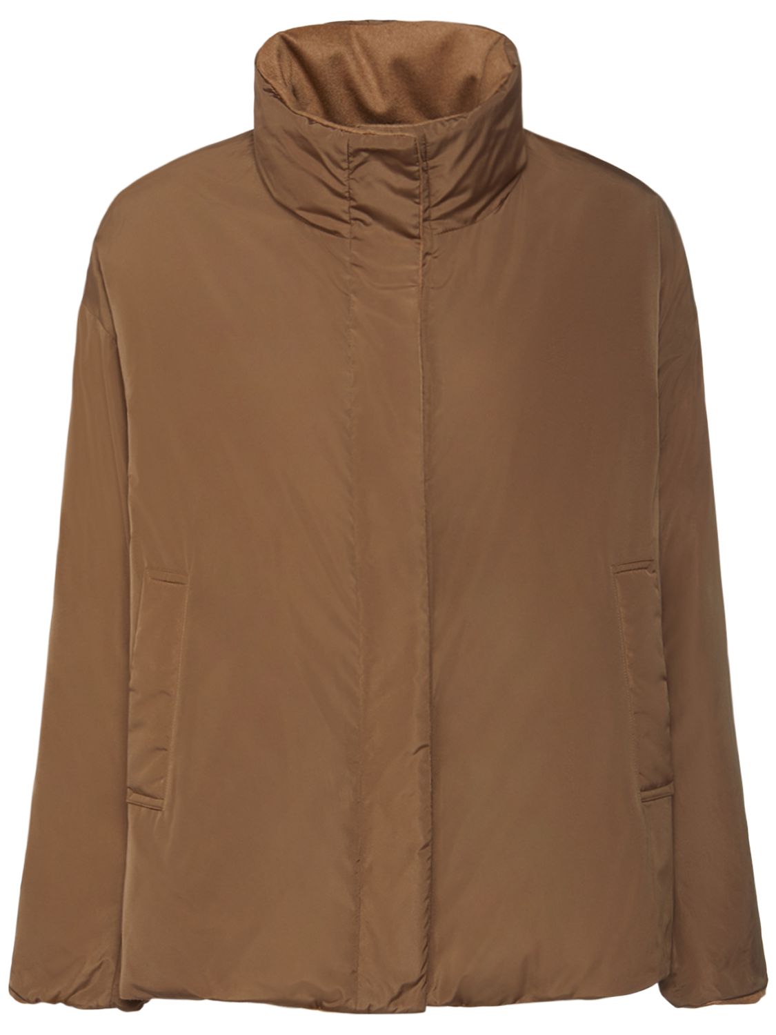 Shop Max Mara Donatello Reversible Short Down Jacket In Camel