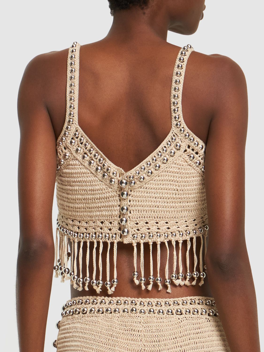 Cotton Crochet Fringed Crop Top