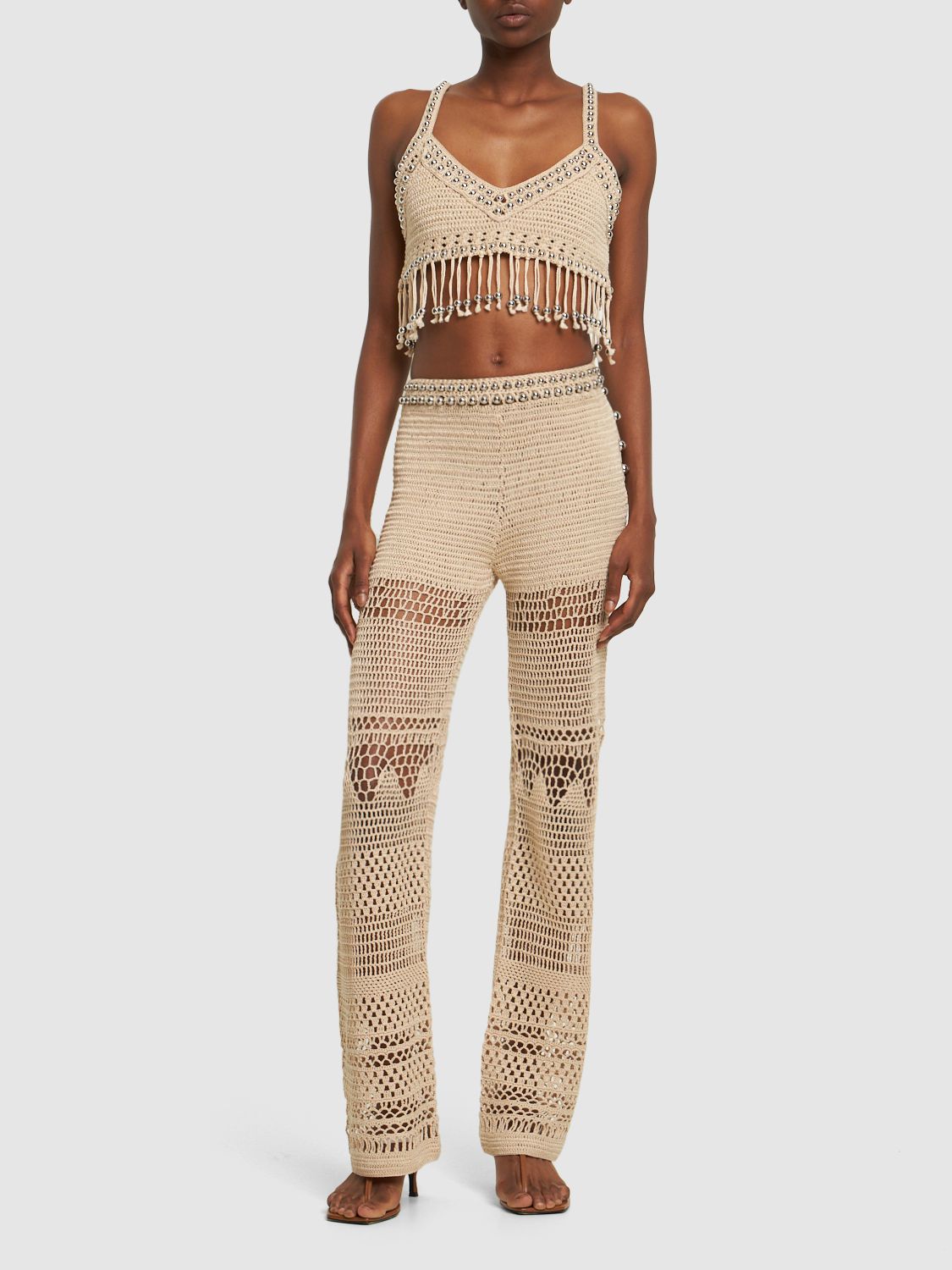 Crochet High Waisted Straight Pants