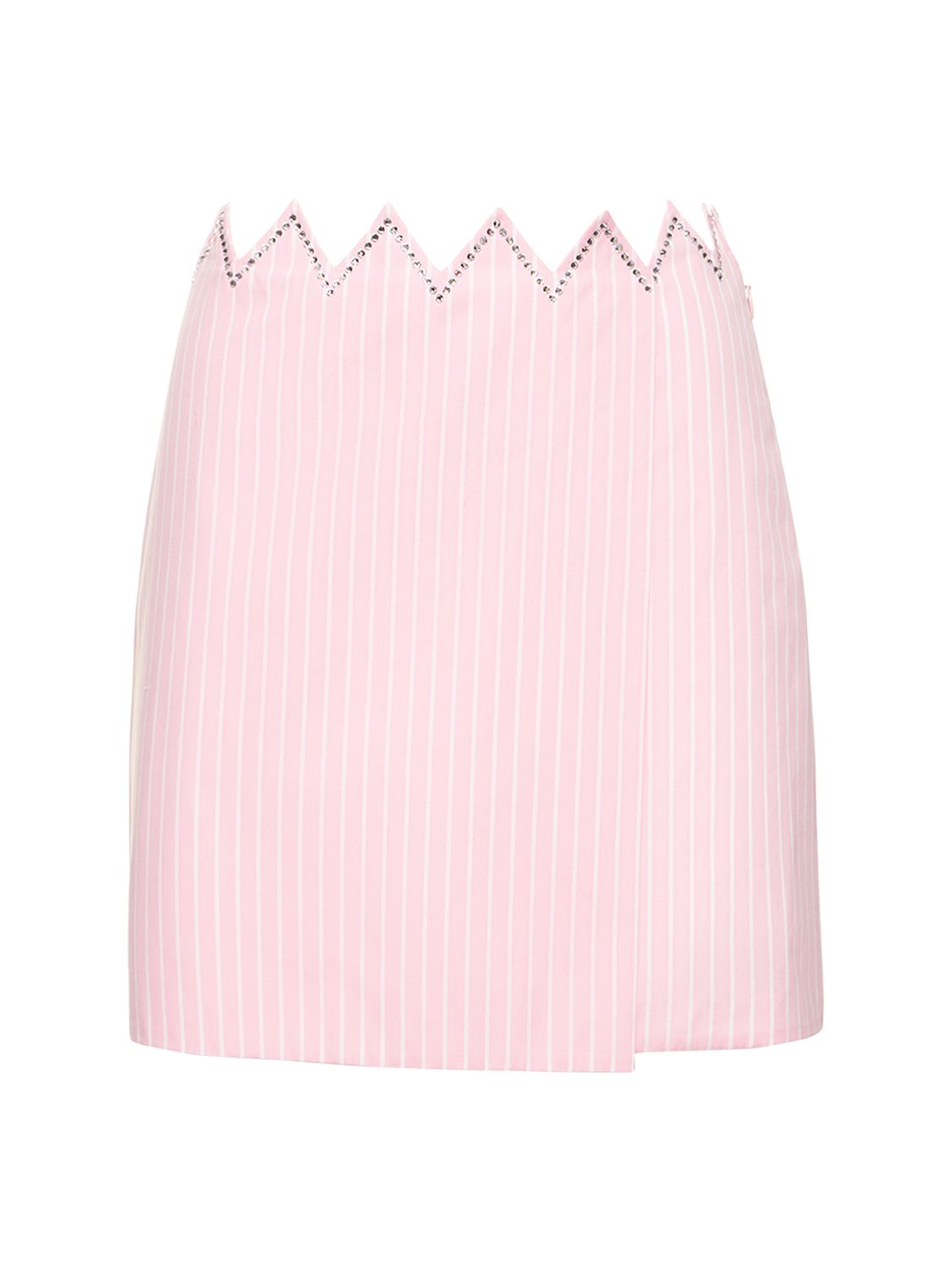 Embellished Striped Cotton Mini Skirt