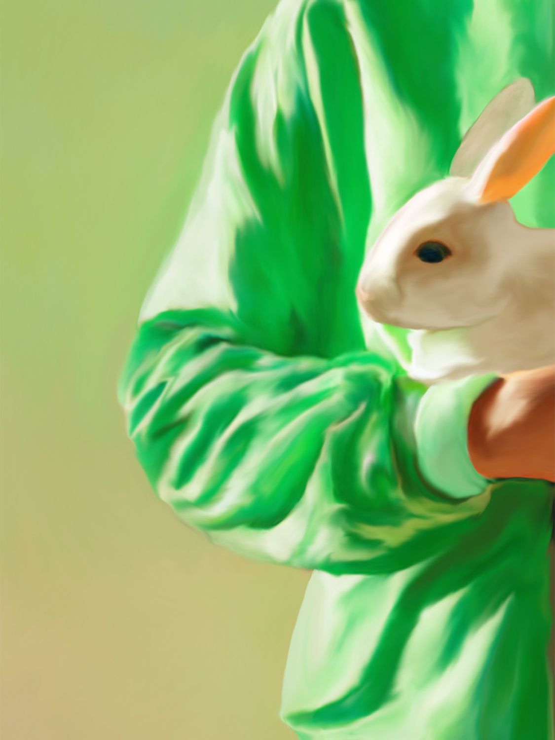 Paper Collective White Rabbit Art Print In Green