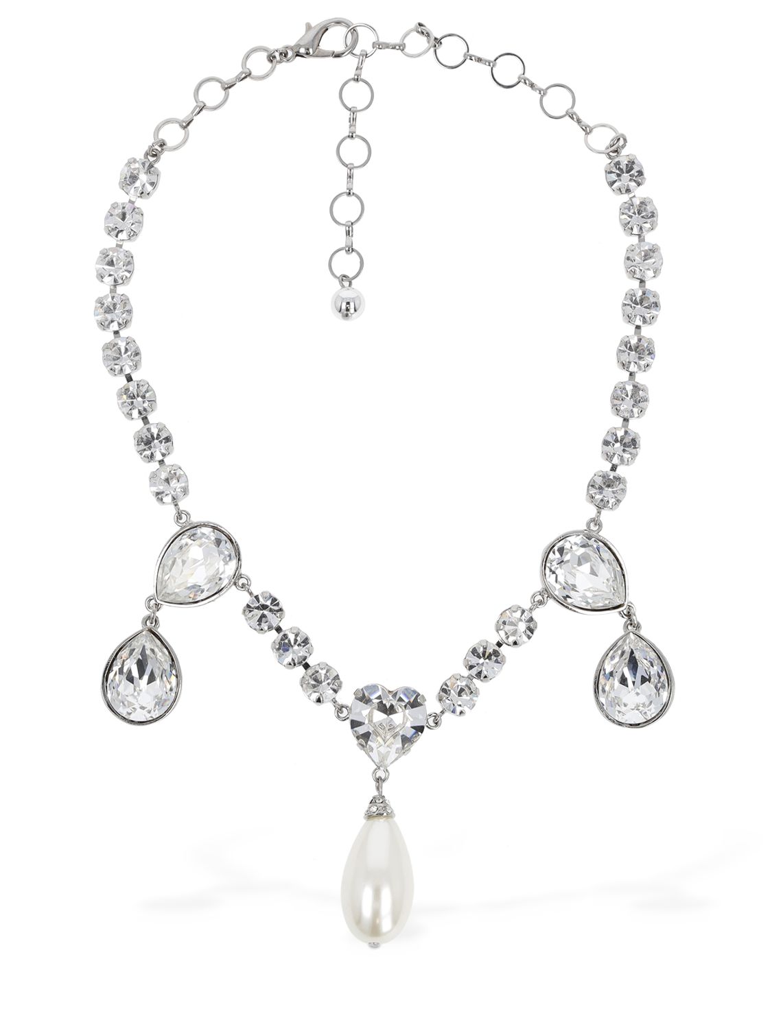 Necklace W/ Crystal & Faux Pearl Drops