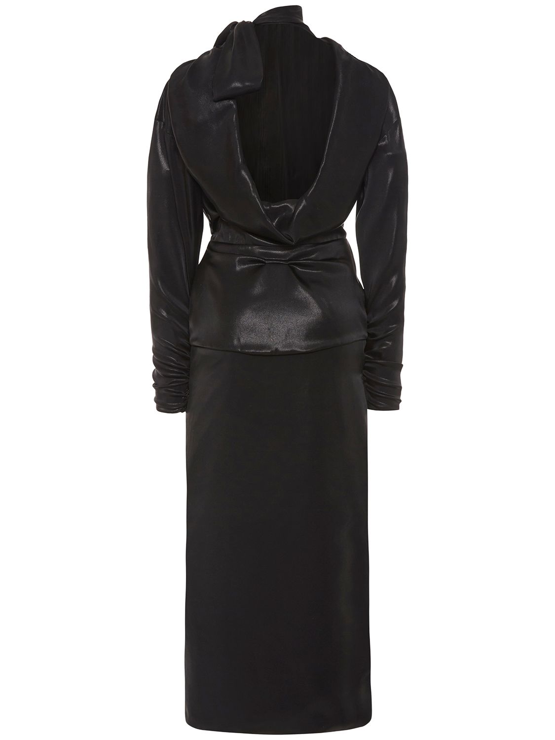 Alessandra Rich Open Back Laminated Cady Midi Dress In Black