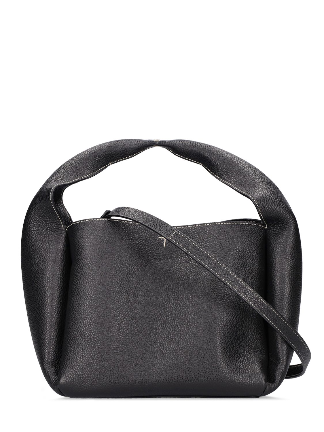 Shop Totême Bucket Pebble Grain Leather Bag In Black