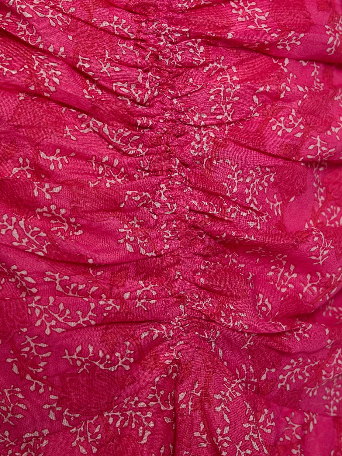 Shop Isabel Marant Étoile Ilanka Floral Cotton Mini Halter Dress In Fuchsia,multi