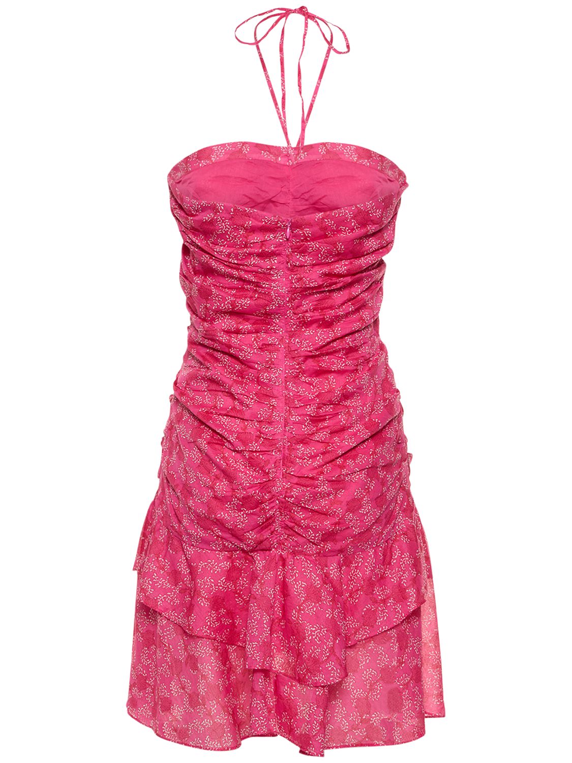 Shop Isabel Marant Étoile Ilanka Floral Cotton Mini Halter Dress In Fuchsia,multi
